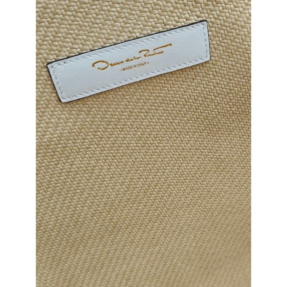OSCAR DE LA RENTA tulip raffia large tote + Dust bag --NATURAL/WHITE - Picture 8 of 13